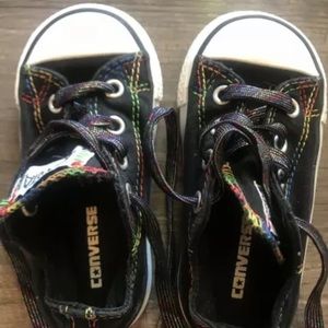 Black Toddler Size 6 Converses with Rainbow